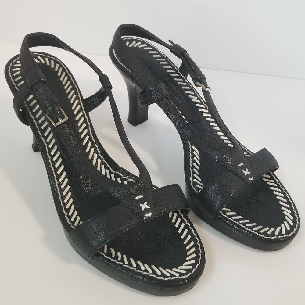 Black & White Kitten Heels Sandals Jil Sander Size 6 US / 36 IT Made in Italy